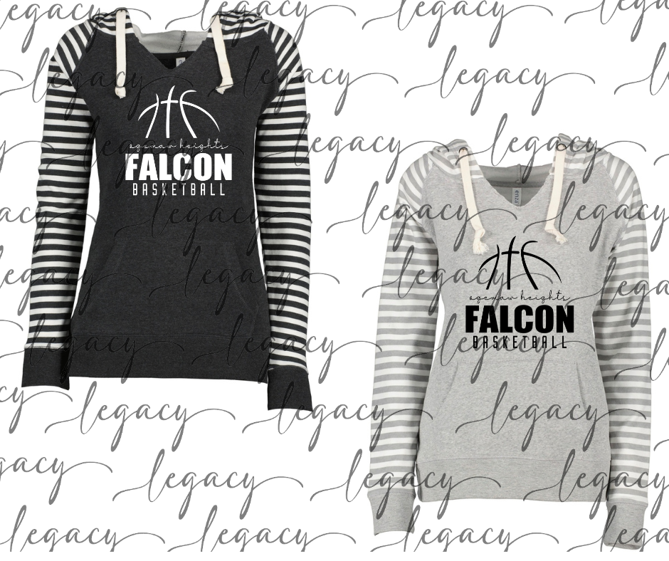 Ogemaw Heights Falcon Basketball Striped Sleeves Hoodie Top Options Falcon Basketball 2025