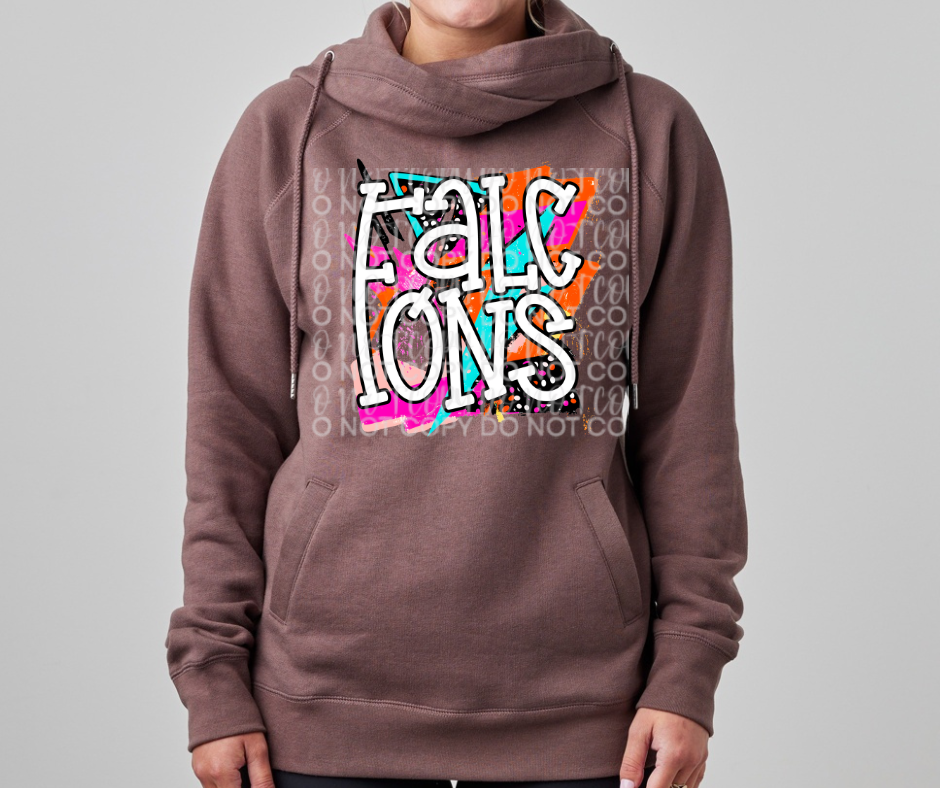 Ogemaw Falcons 2025 Retro Funky Falcons Cowl Neck Top Options