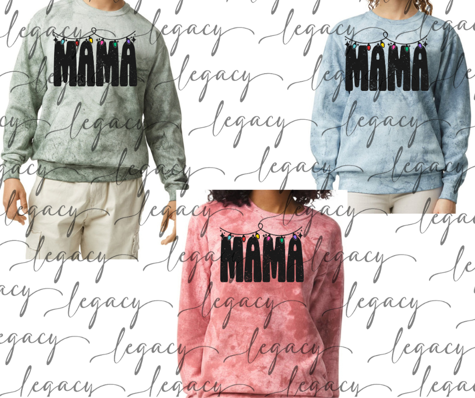 Mama Lights Holiday Magic Comfort Colors Smoke Top Options