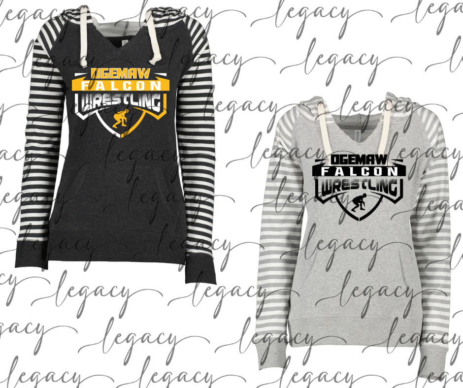 Ogemaw Falcon Wrestling Wrestler Striped Sleeves Hoodie Top Options Falcon Wrestling 2025