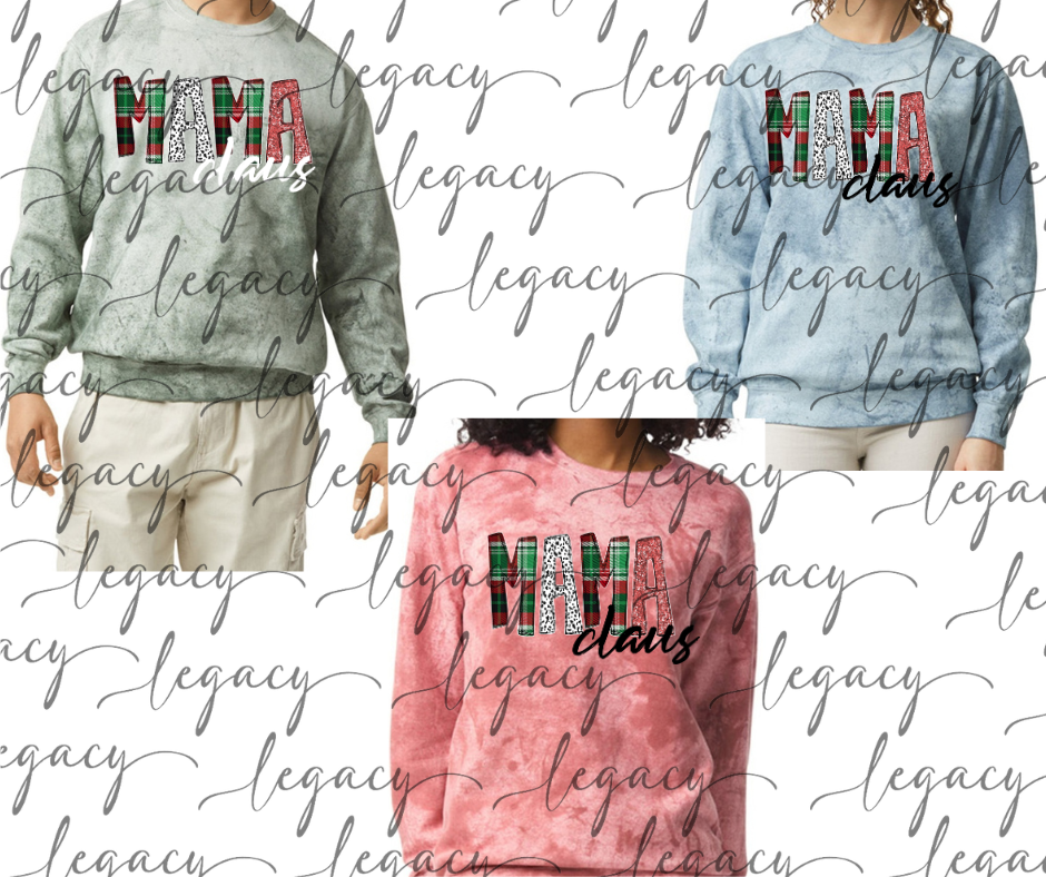 Mama Claus Holiday Magic Comfort Colors Smoke Top Options