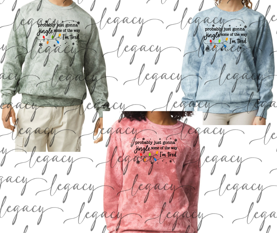 Jingle Tired Holiday Magic Comfort Colors Smoke Top Options