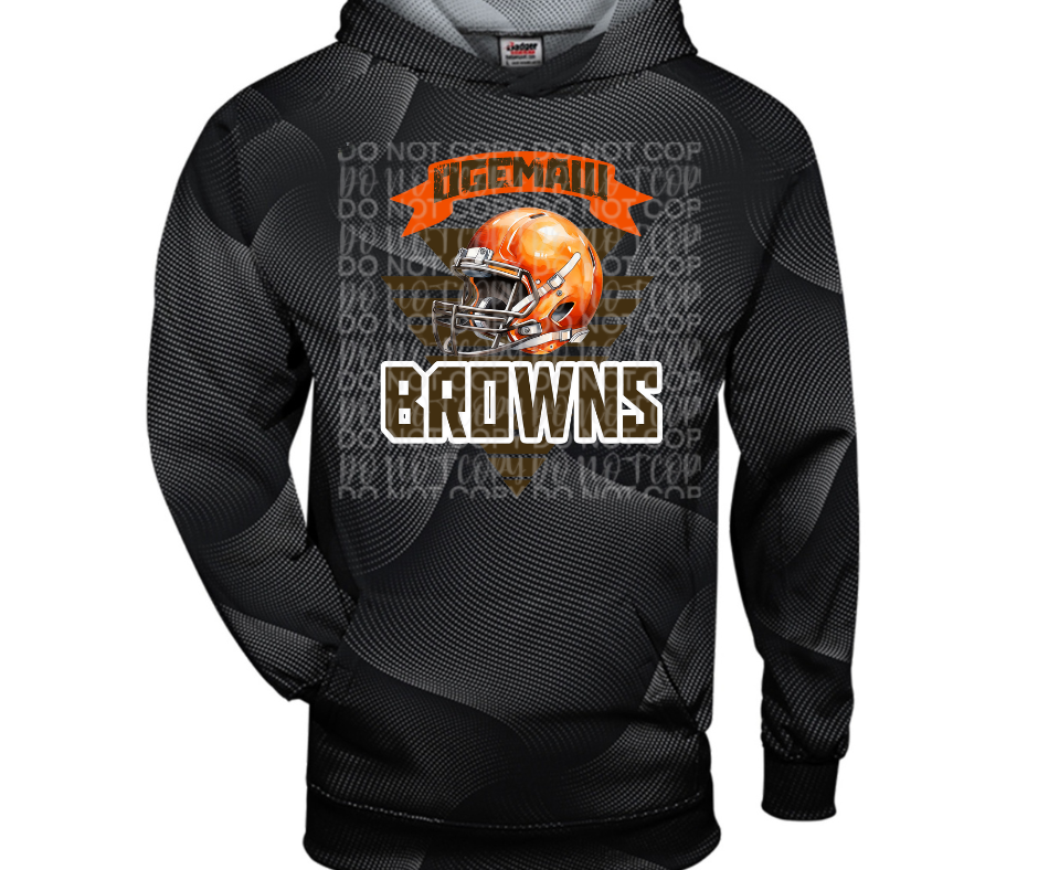 Ogemaw Browns 2025 Football Helmet Triangles Specialty Name Brand Hoodie Options