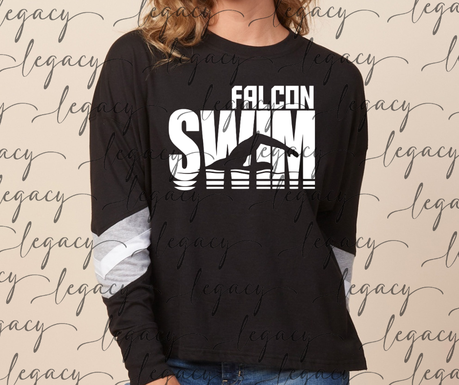 Falcon Swim 2025 Varsity Sleeve Women's Boxy Top