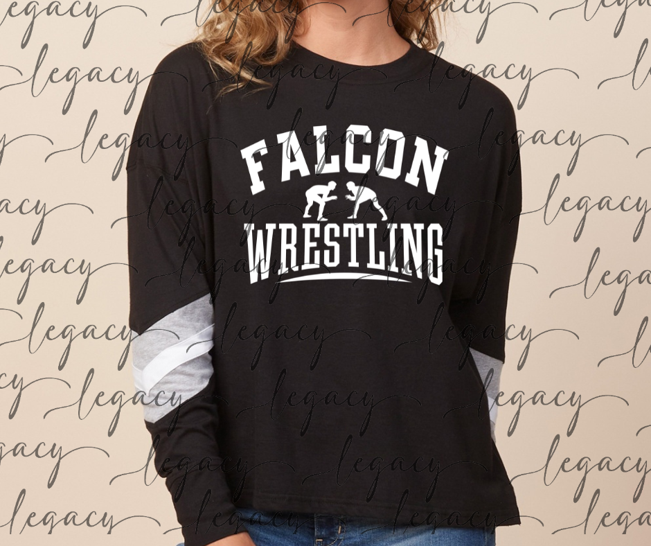 Falcons Wrestling Varsity Sleeve Women's Boxy Top Falcon Wrestling 2025