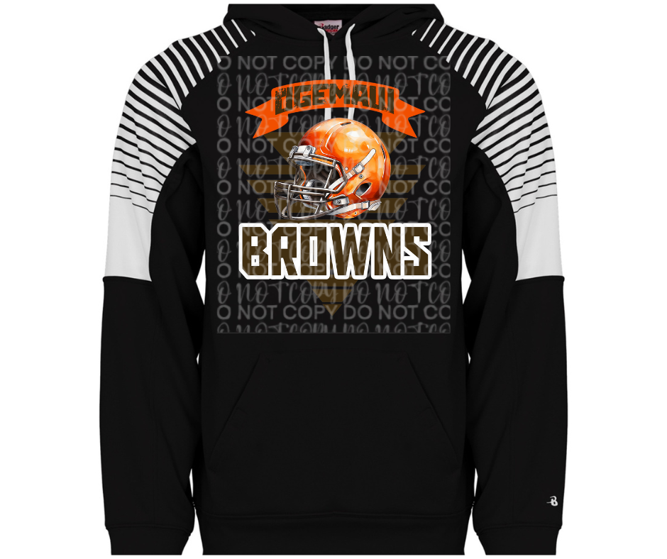 Ogemaw Browns 2025 Football Helmet Triangles Specialty Name Brand Hoodie Options