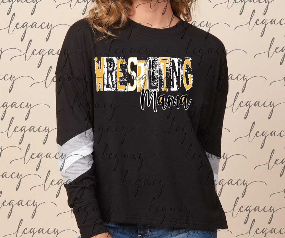 Wrestling Mama Wrestling 2025 Varsity Sleeve Women's Boxy Top Bulldogs 2025 Falcon Wrestling 2025 OHHS Wrestling