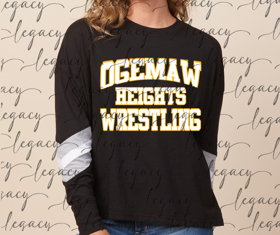 Ogemaw Heights Wrestling Varsity Sleeve Women's Boxy Top Falcon Wrestling 2025