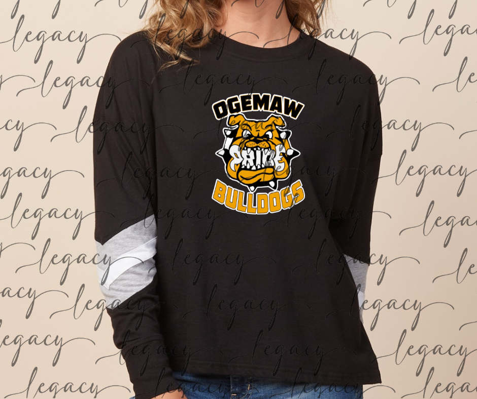 Bulldog Logo Varsity Sleeve Women's Boxy Top Bulldogs 2025