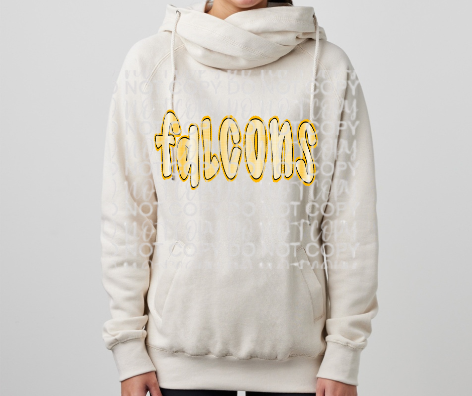 Ogemaw Falcons 2025 Falcons Detailed lettering Cowl Neck Top Options