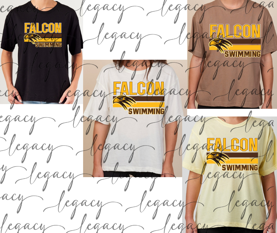 Falcon Swimming Falcon Swim 2025 Boxy Women's Tee Multi Color Options
