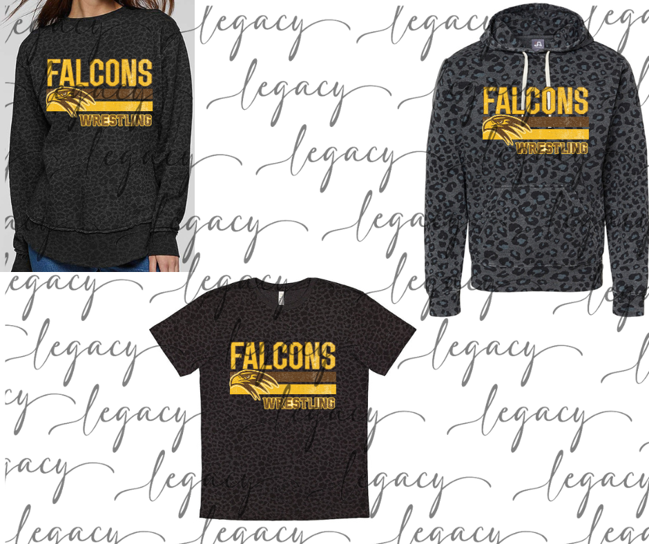 Falcons Wrestling Distressed Stripes Black Leopard Women's Top Options Falcon Wrestling 2025