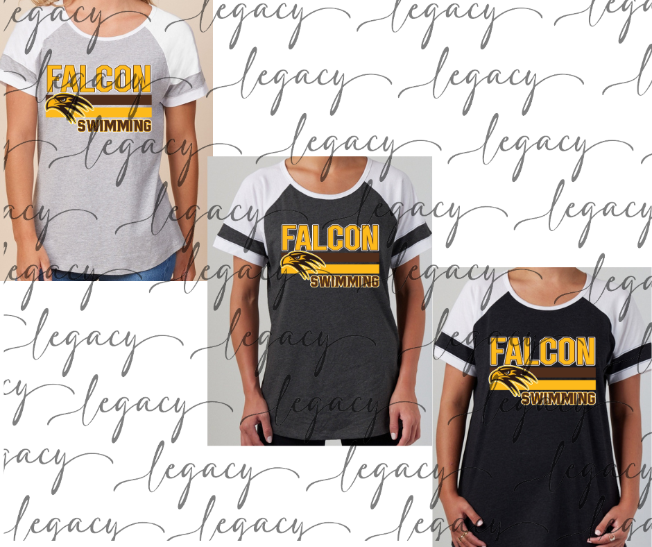 Falcon Swimming Falcon Swim 2025 Colorblock Women's Tee Multi Color Options