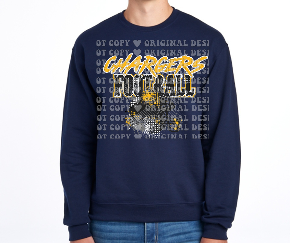 Chargers Grunge Football Cotton/Poly Blend Top Options Mio Chargers 2025