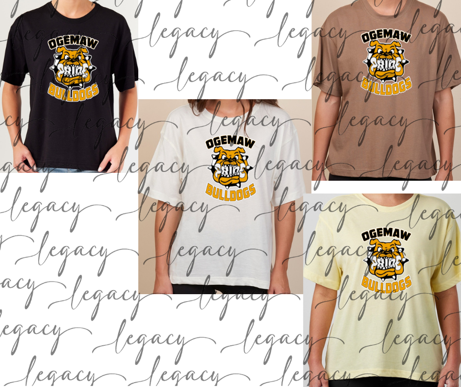 Bulldog Logo Boxy Women's Tee Multi Color Options Bulldogs 2025