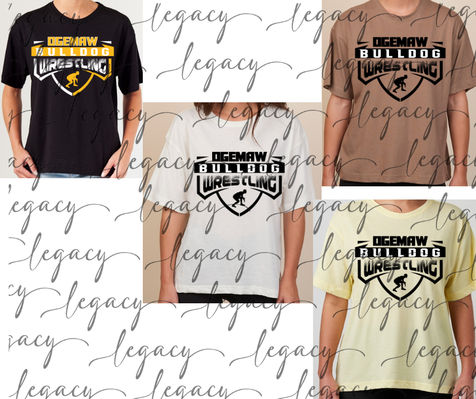 Ogemaw Bulldog Wrestling Wrestler Boxy Women's Tee Multi Color Options Bulldogs 2025