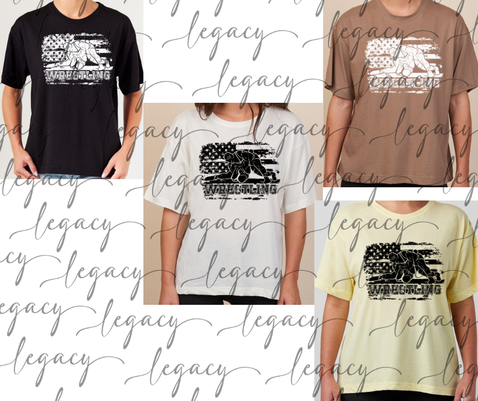 Flag Wrestlers Wrestling 2025 Boxy Women's Tee Multi Color Options