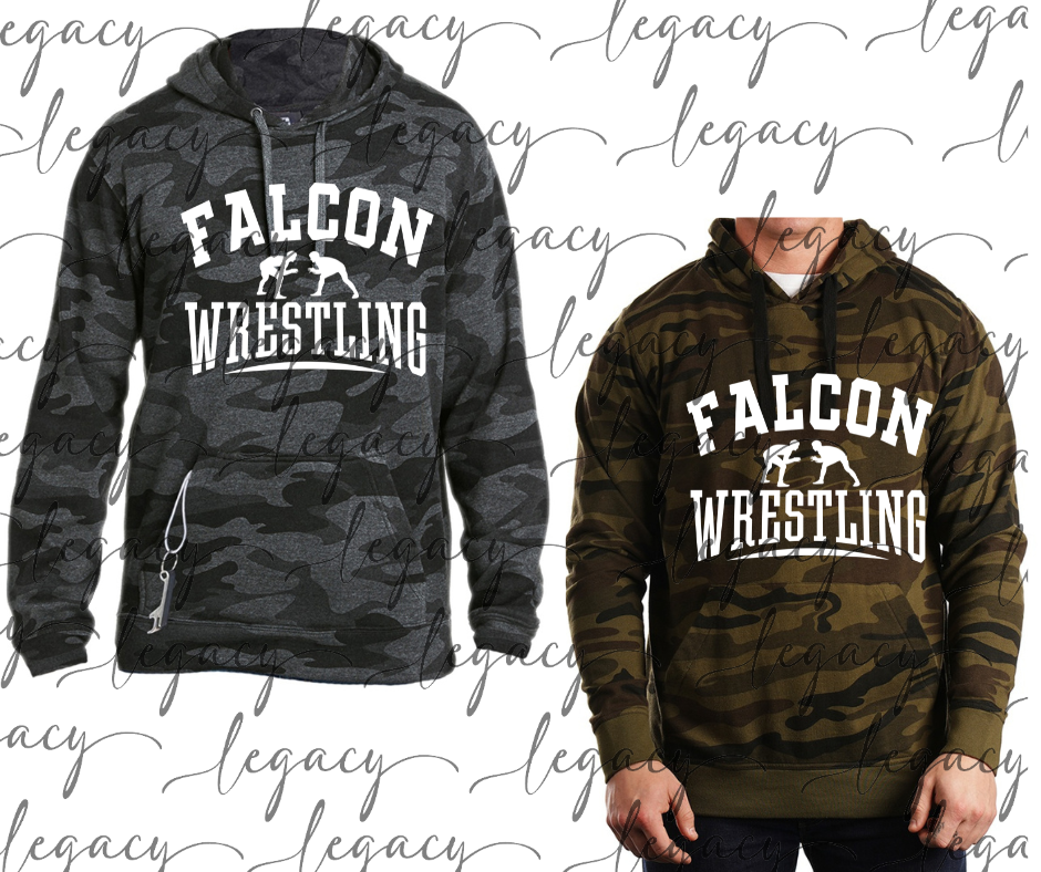 Falcons Wrestling CAMO Hoodie Options Falcon Wrestling 2025