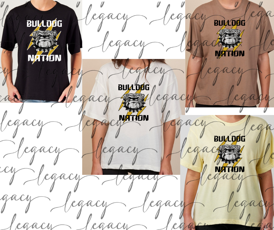 Bulldog Nation Boxy Women's Tee Multi Color Options Bulldogs 2025