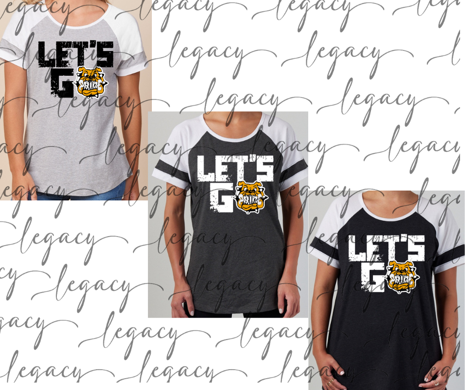 Let's Go Bulldog Pride Colorblock Women's Tee Multi Color Options Bulldogs 2025