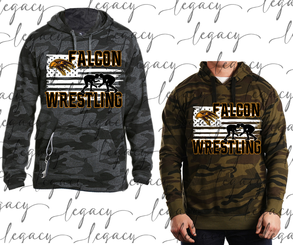 Falcon Flag CAMO Hoodie Options Falcon Wrestling 2025