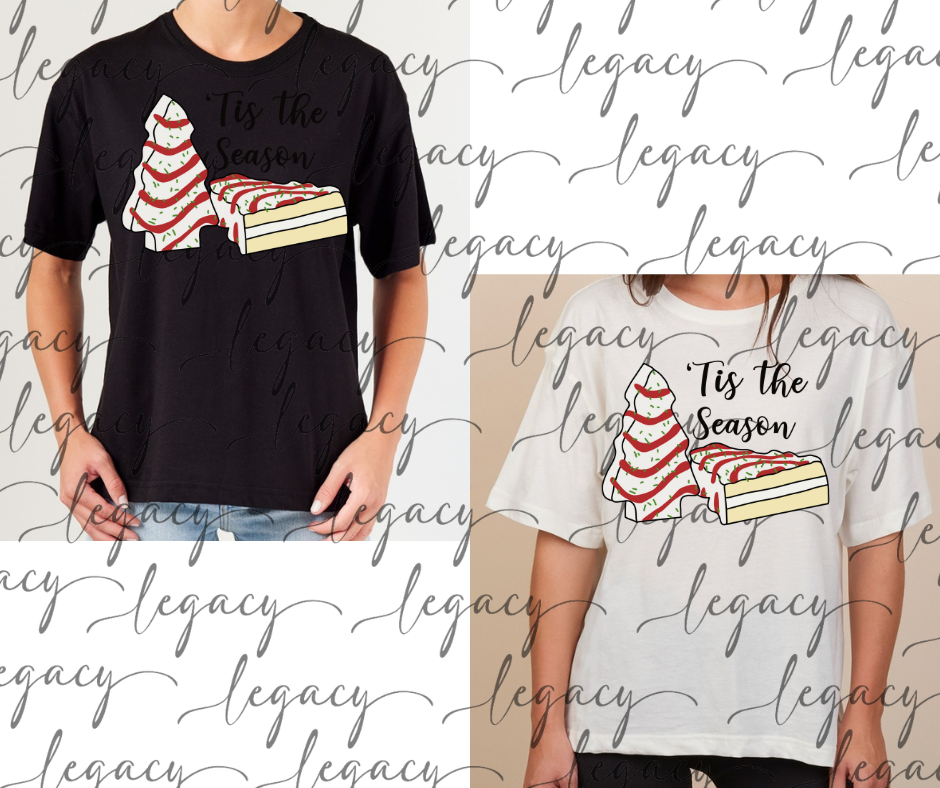 Tis the Season Cake Trees Boxy Women's Tee Multi Color Options Holiday Magic