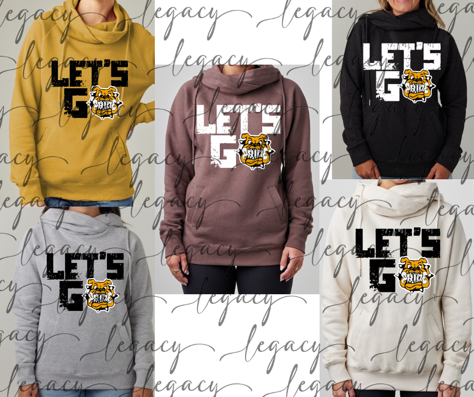 Let's Go Bulldog Pride Cowl Neck Top Options Bulldogs 2025