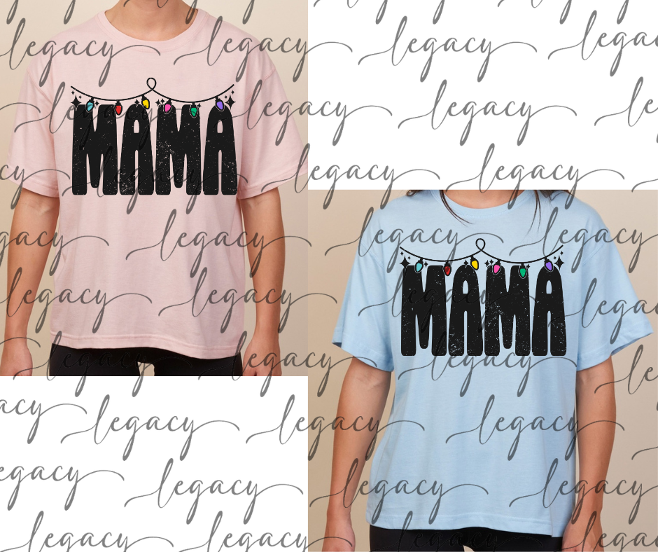 Mama Lights Boxy Women's Tee Multi Color Options Holiday Magic