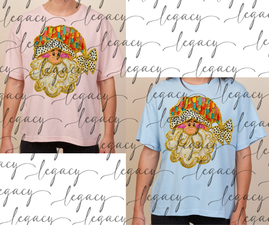 Painted Santa Boxy Women's Tee Multi Color Options Holiday Magic