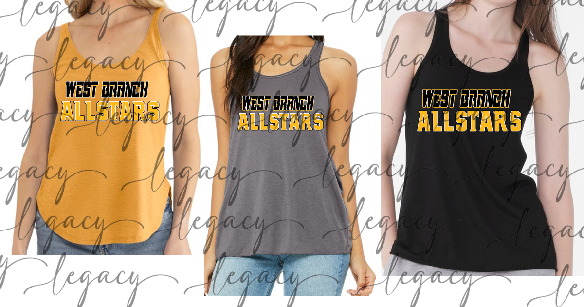 West Branch Allstars 2026 Tank Options Baseball jersey font Allstars