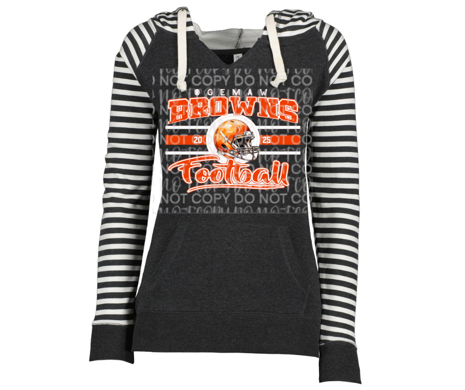 Browns Vintage Striped Sleeves Hoodie Top Options Ogemaw Browns 2025