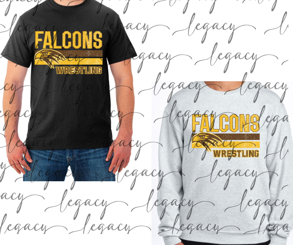Falcons Wrestling Distressed Stripes Cotton/Poly Blend Multi Color Top Options Falcon Wrestling 2025