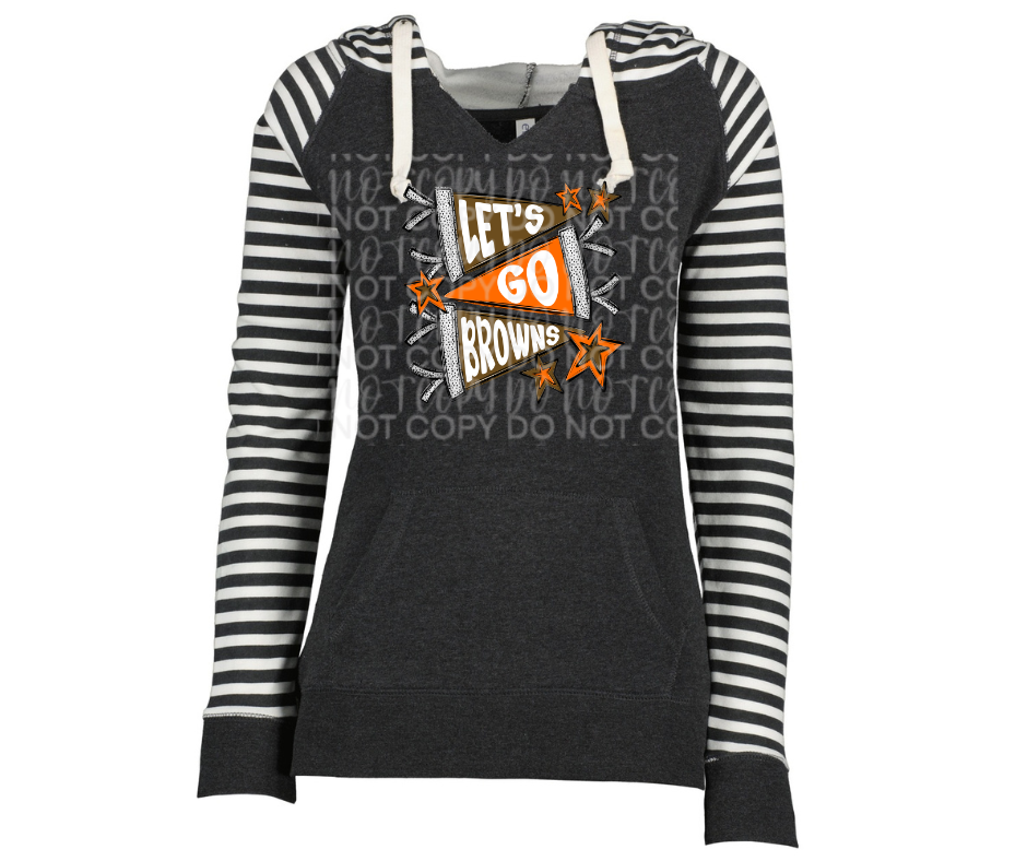 Lets Go Browns Pennant Flag Striped Sleeves Hoodie Top Options Ogemaw Browns 2025