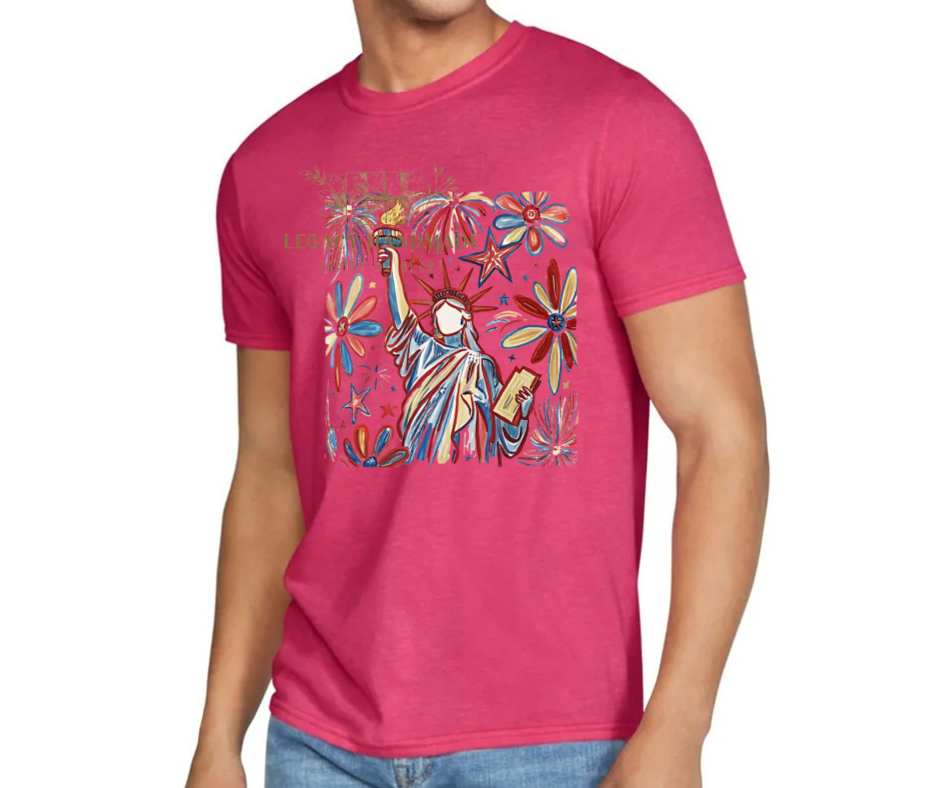 Lady Liberty Floral Fireworks 4th Red White & Blue American Pride America Freedom 2025