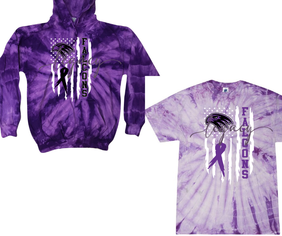 Purple Game Falcon Football Flag Tie Dye Options