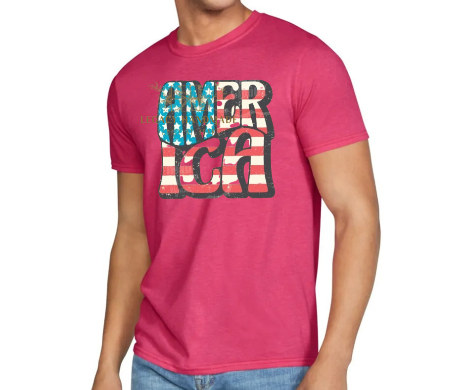 America Retro Bubble Letters 4th Red White & Blue American Pride America Freedom 2025