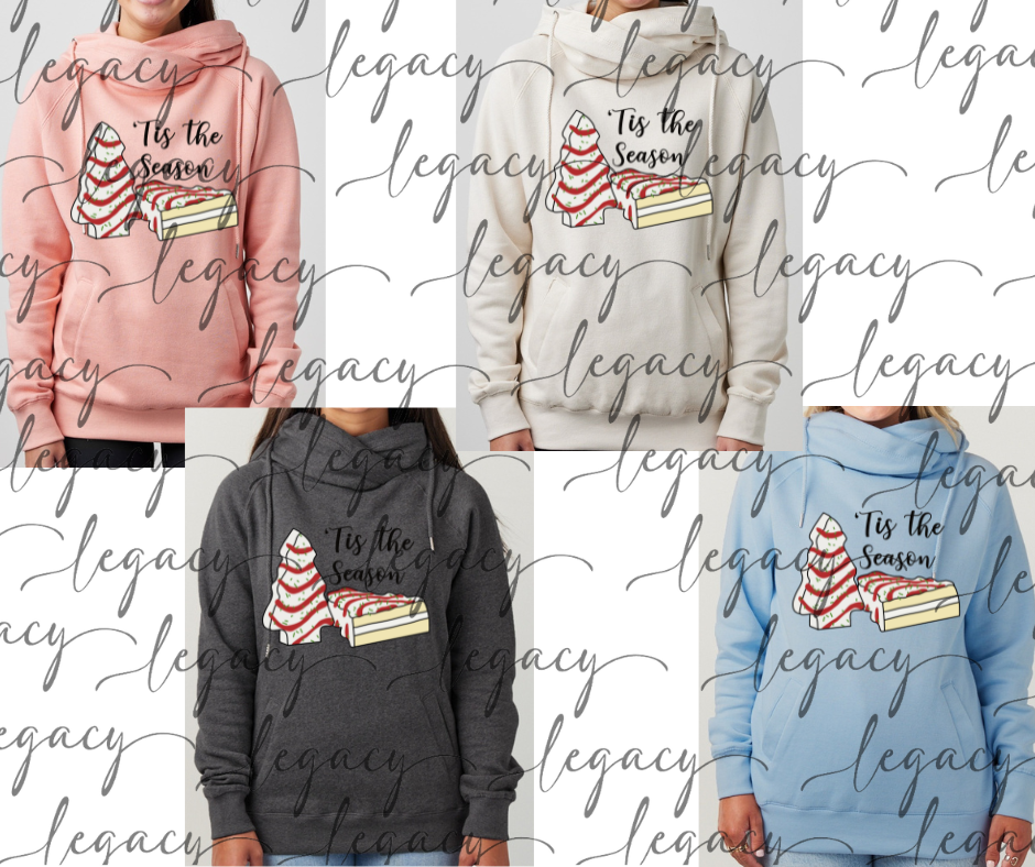 Tis the Season Cake Trees Cowl Neck Top Multi Color Options Holiday Magic