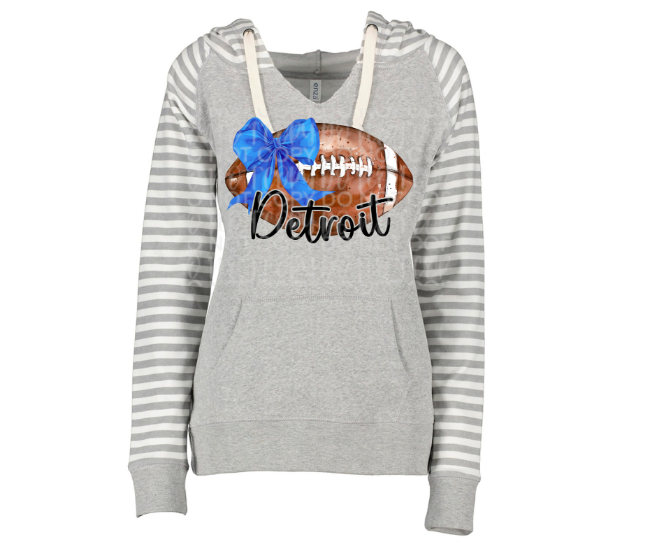Lions Football Bow Striped Sleeves Hoodie Top Options One Pride
