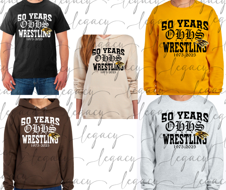 50 Years of OHHS Wrestling Cotton/Poly Blend Top Options