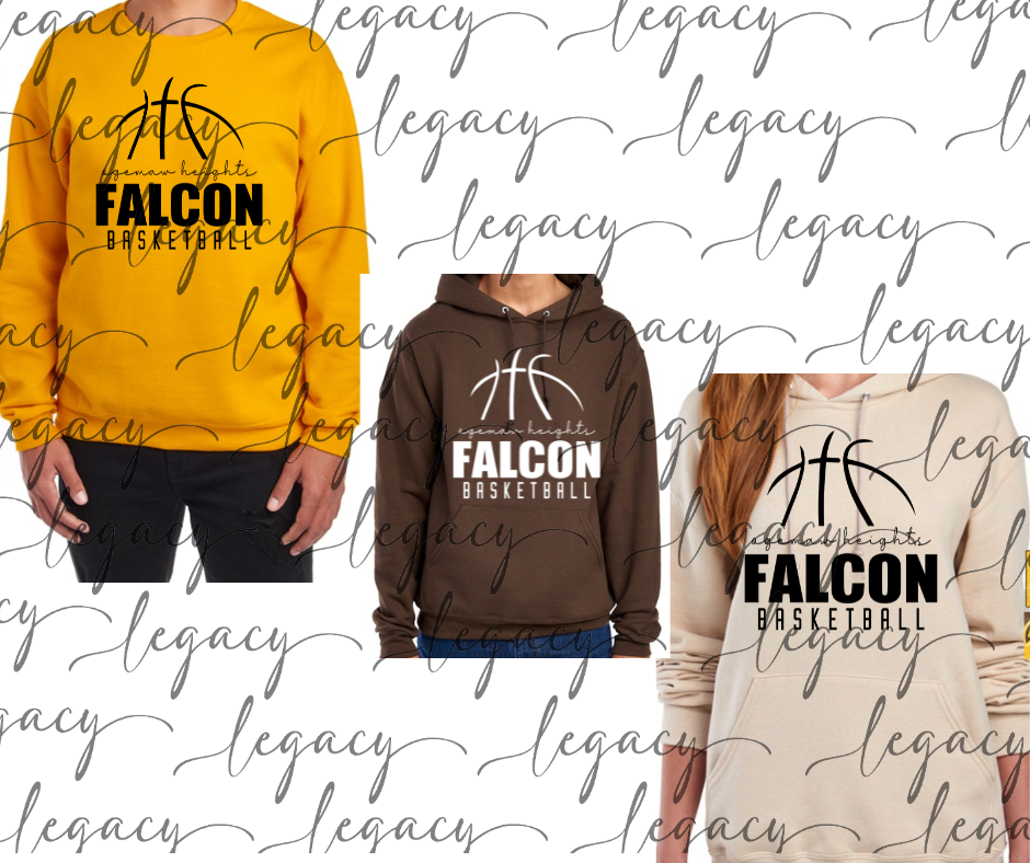 Ogemaw Heights Falcon Basketball Cotton/Poly Blend Multi Color Top Options Falcon 2025