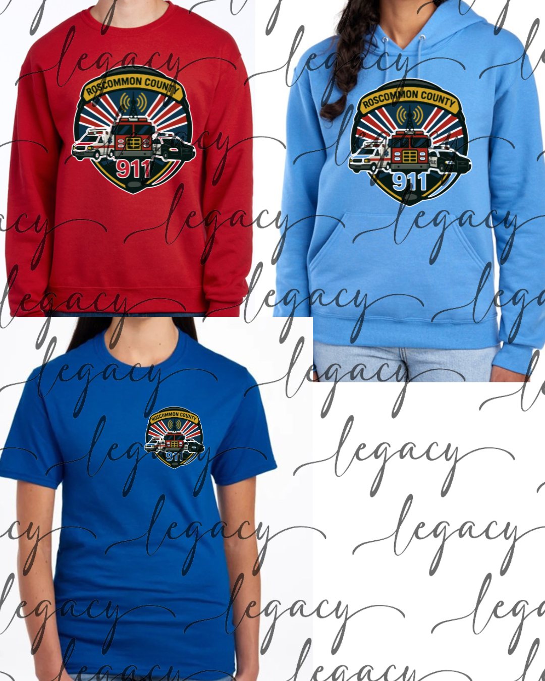 Red, Royal, Lt Blue Unisex Tops Roscommon County Dispatch