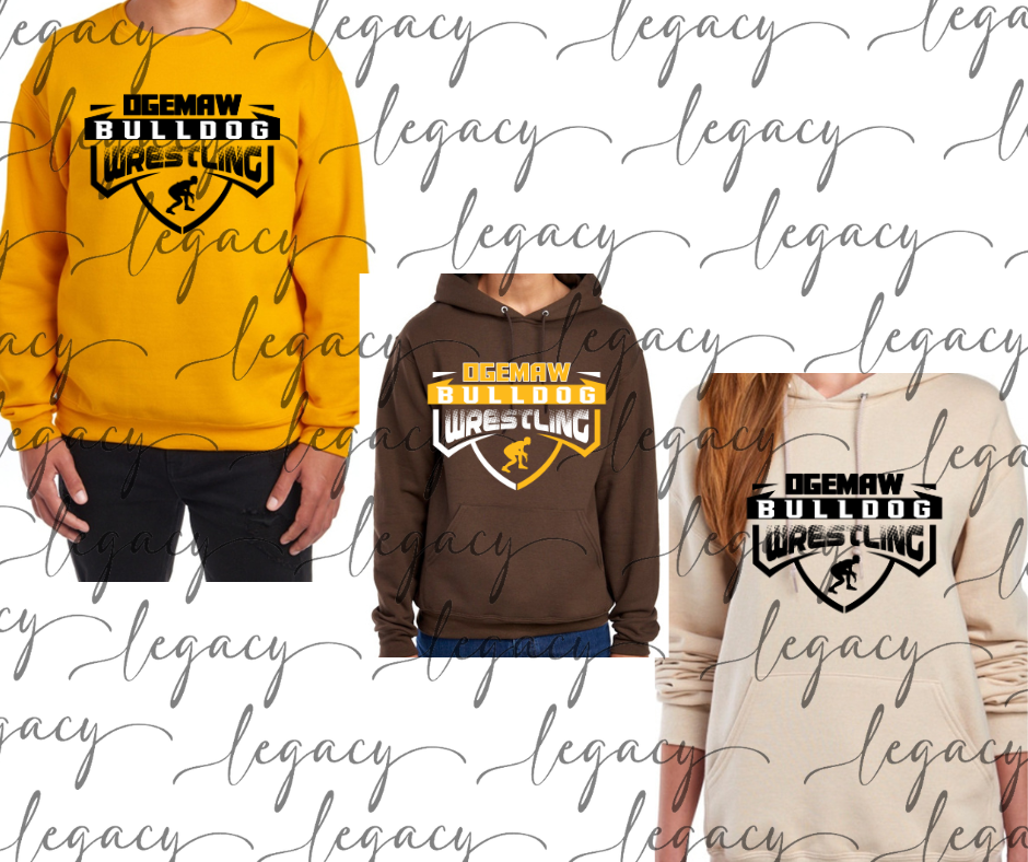 Ogemaw Bulldog Wrestling Wrestler Cotton/Poly Blend Multi Color Top Options Bulldogs 2025