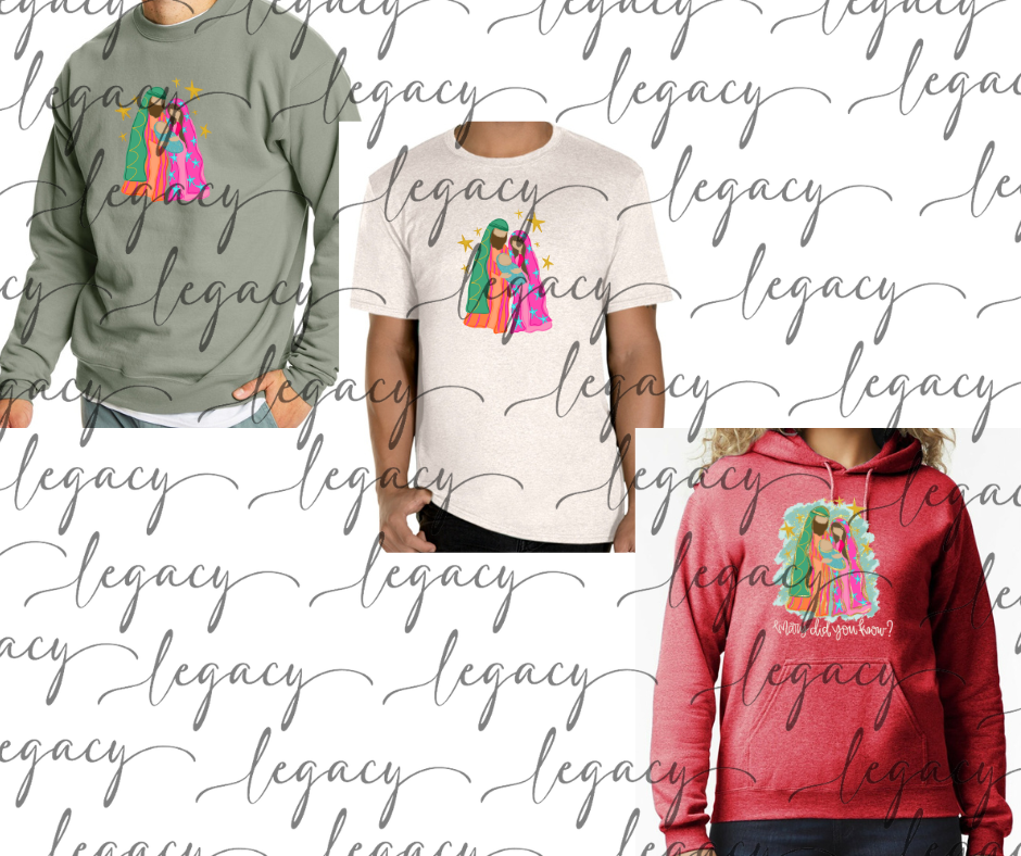 Mary did you know? Cotton/Poly Blend Multi Color Top Options Holiday Magic