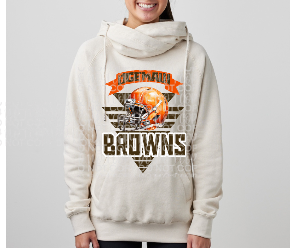 Ogemaw Browns 2025 Football Helmet Triangles Cowl Neck Top Options