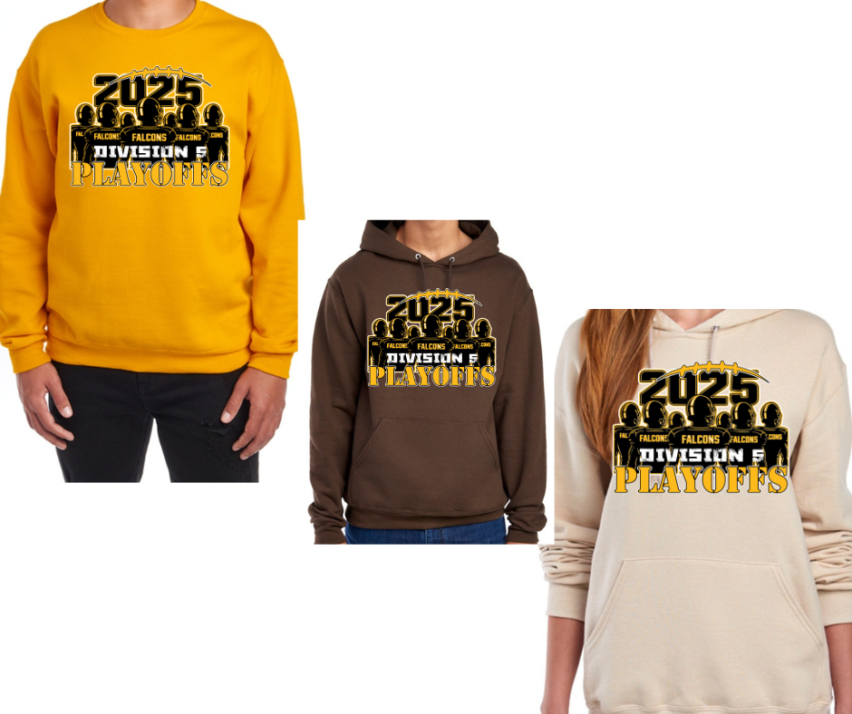 2025 Falcon Football Playoffs Cotton/Poly Blend Multi Color Top Options