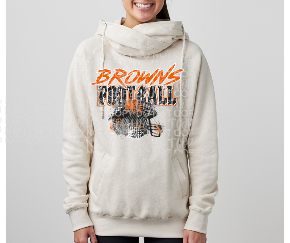 Ogemaw Browns 2025 Grunge Helmet Cowl Neck Top Options