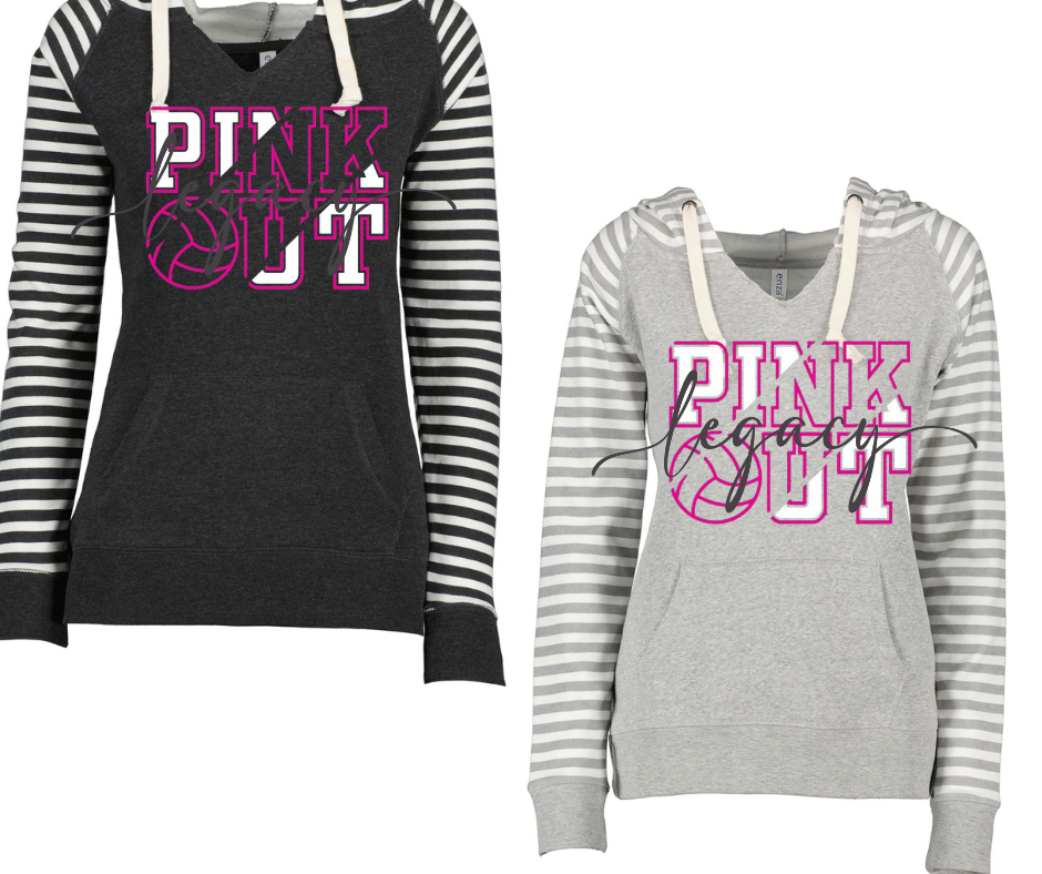 Pink Out Volleyball Striped Sleeves Hoodie Top Options