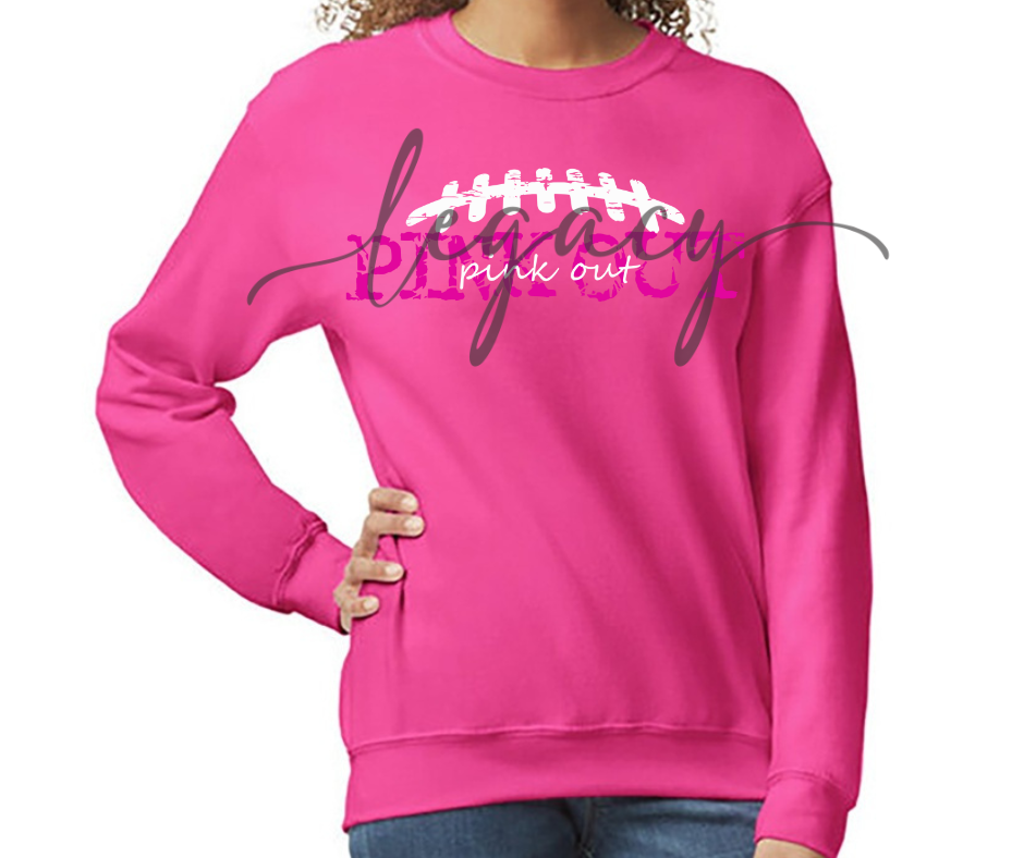 Football Cursive PINK Cotton/Poly Blend Top Options Pink Out Football 2025 Ogemaw Browns Falcon Football