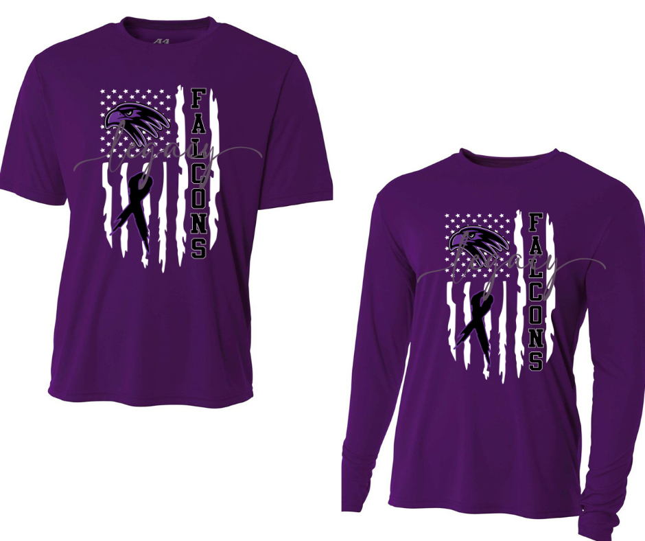 Purple Game Falcon Football Flag PURPLE Cotton/Poly Blend & PERFORMANCE Top Options
