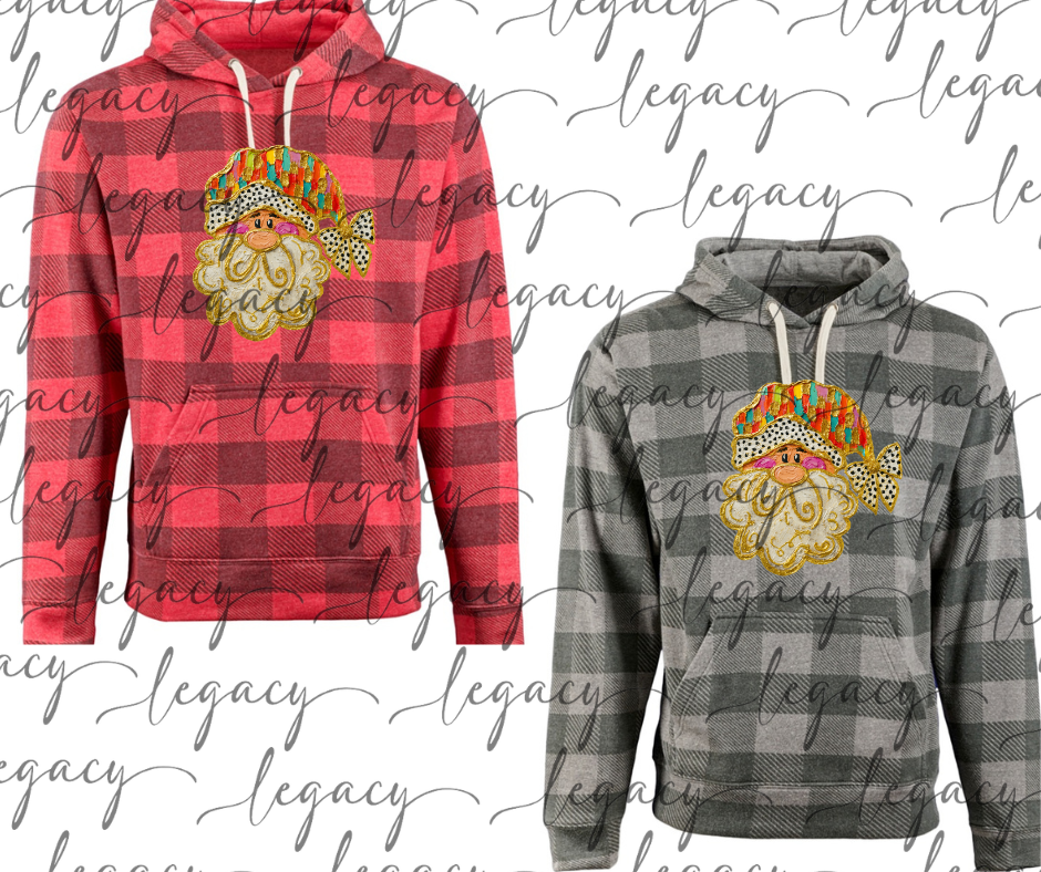 Painted Santa Plaid Hoodie Options Holiday Magic